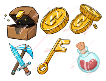 图片[1]-为服主提供各种服务器教程、插件、MOD、软件资源，建站服务等。【贴图资源】8个手绘图标入门包-硬币、箱子、钥匙-为服主提供各种服务器教程、插件、MOD、软件资源，建站服务等。Minecraft-资源网